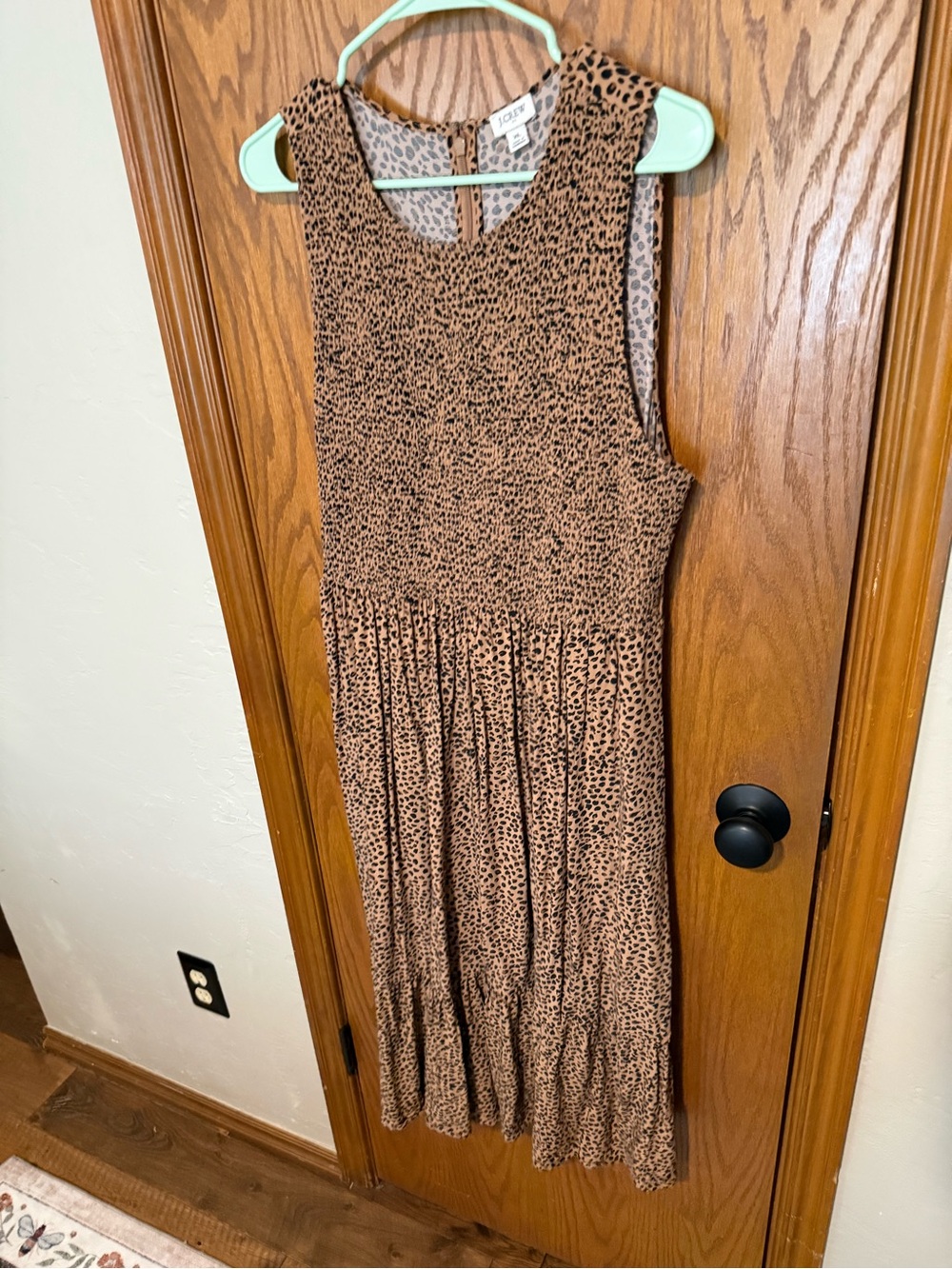 J. Crew Brown Leopard-Print Sleeveless Midi Dress